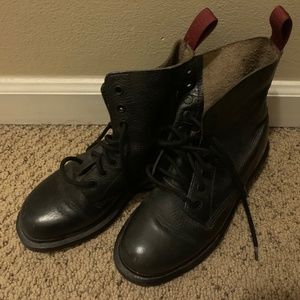 Dr. Martens Black Combat Boots with Red Accents